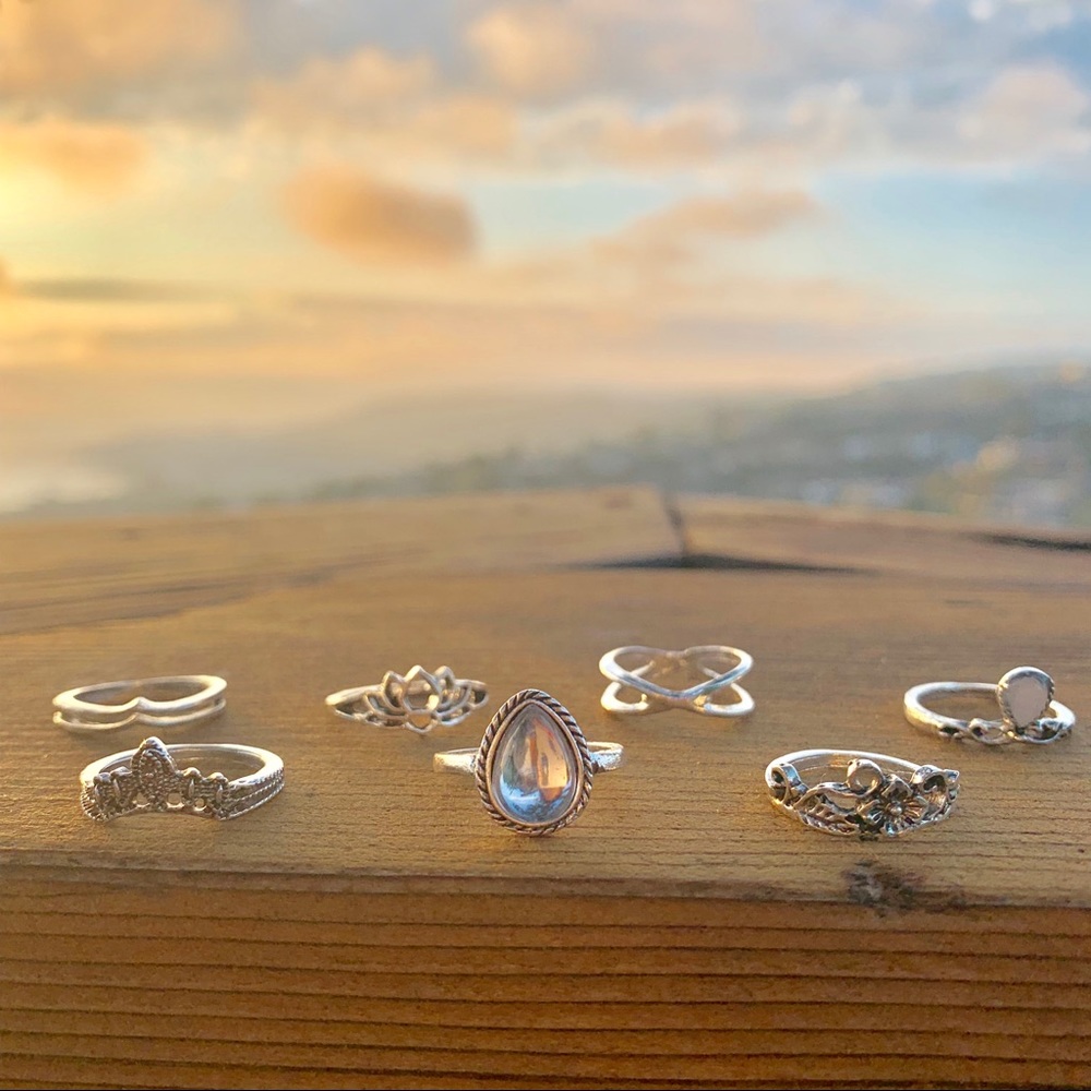 Lotus ✯ Midi Rings Set - Picture 2 of 8